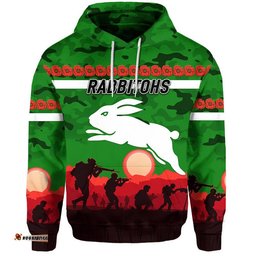 custom personalised south sydney rabbitohs anzac zip up and pullover hoodie simple style green