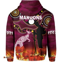 maroons rugby anzac hoodie qld aboriginal mix poppy camouflage
