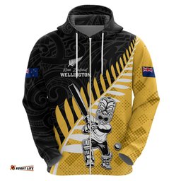 custom new zealand wellington cricket hoodie with maori pattern