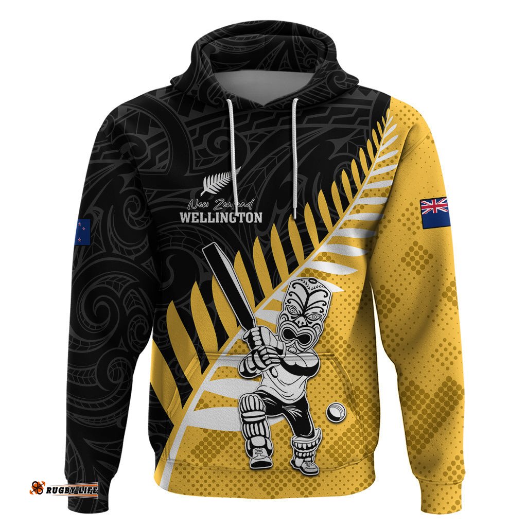 custom new zealand wellington cricket hoodie with maori pattern