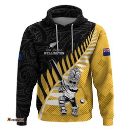 custom new zealand wellington cricket hoodie with maori pattern