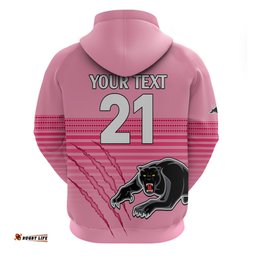 custom text and number penrith panthers rugby hoodie authentic permiers pink version