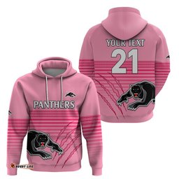 custom text and number penrith panthers rugby hoodie authentic permiers pink version