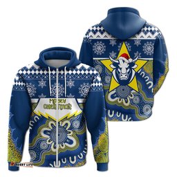 aboriginal art cowboys merry christmas zip hoodie