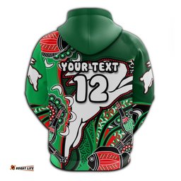 custom personalised rabbitohs zip hoodie indigenous survival world