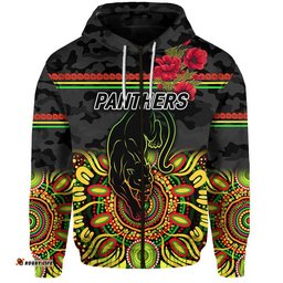 penrith panthers anzac zip up and pullover hoodie indigenous vibes black