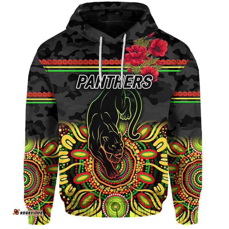 penrith panthers anzac zip up and pullover hoodie indigenous vibes black