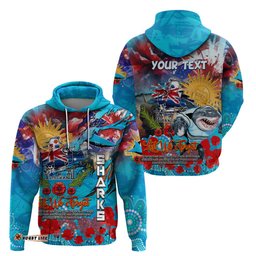 personalised australia rugby sharks anzac hoodie cronulla sutherland scratch style