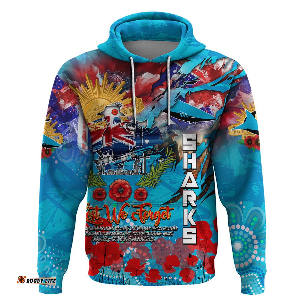personalised australia rugby sharks anzac hoodie cronulla sutherland scratch style