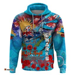 personalised australia rugby sharks anzac hoodie cronulla sutherland scratch style