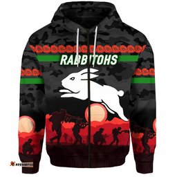 custom personalised south sydney rabbitohs anzac zip up and pullover hoodie simple style black
