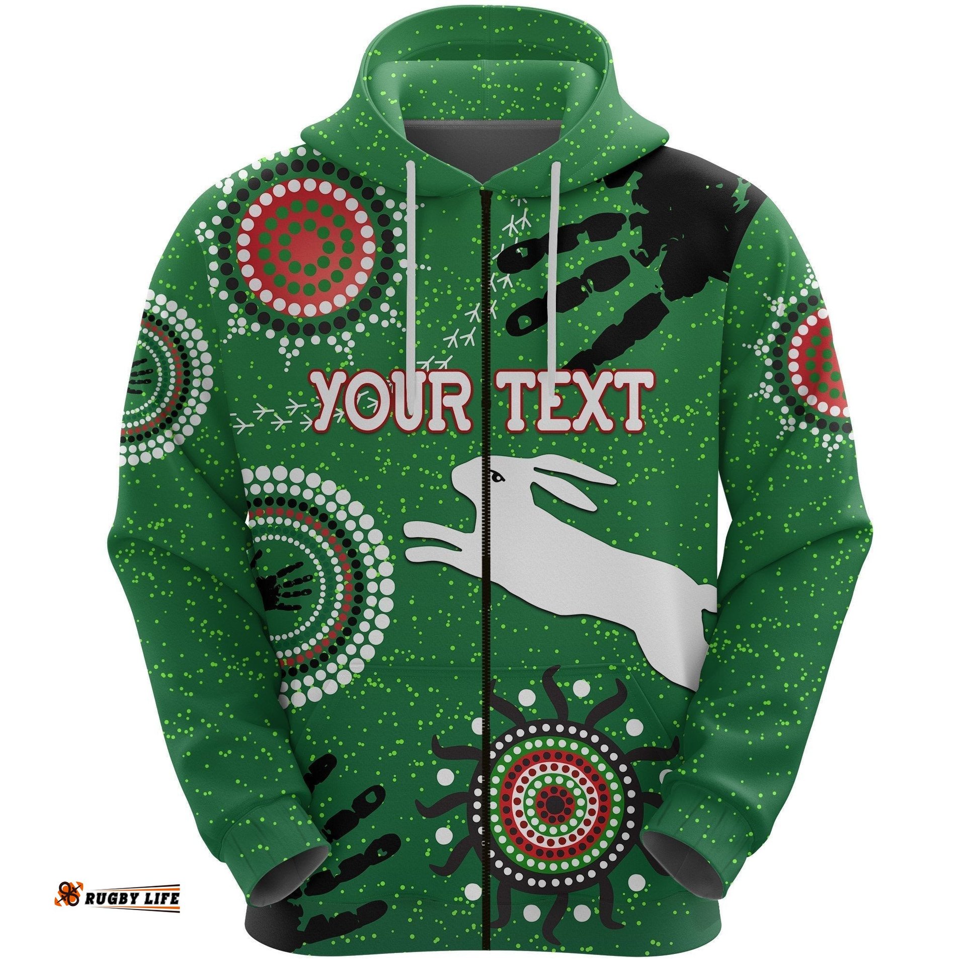 custom personalised south sydney rabbitohs indigenous zip hoodie country style 08