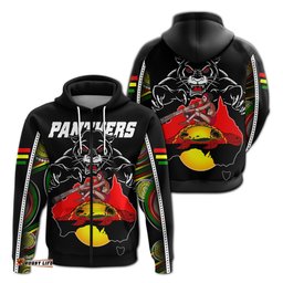panthers black zip hoodie aboriginal special map