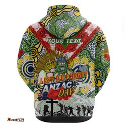 personalised raiders anzac day hoodie aboriginal rising sun