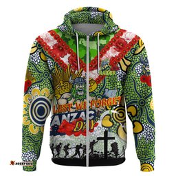 personalised raiders anzac day hoodie aboriginal rising sun