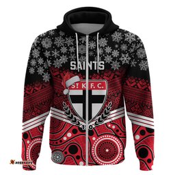 custom st kilda football christmas hoodie merry xmas mix aboriginal art