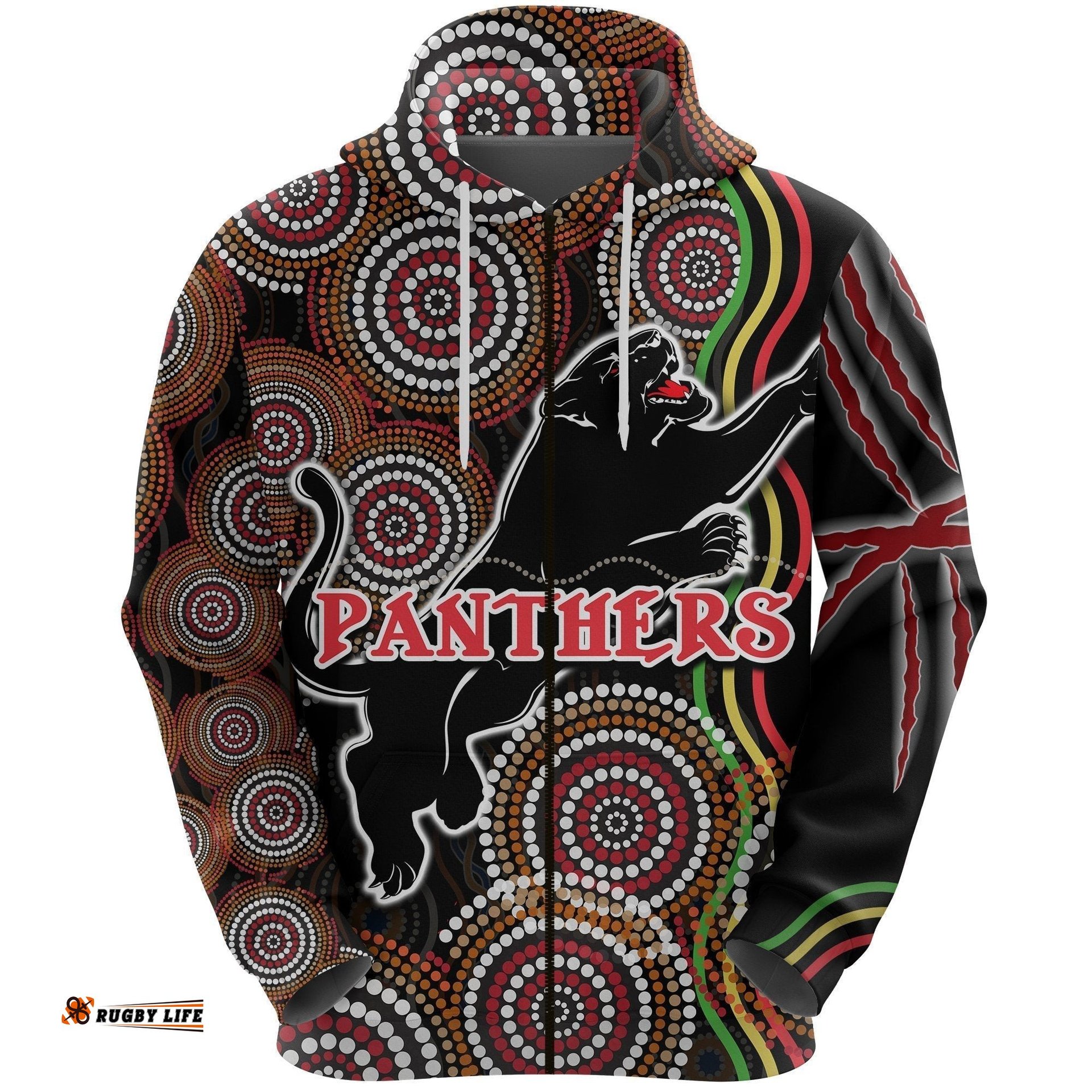 panthers black zip hoodie indigenous penrith version