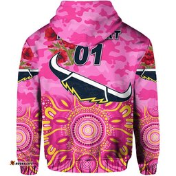 custom personalised north queensland cowboys anzac zip up and pullover hoodie indigenous vibes pink