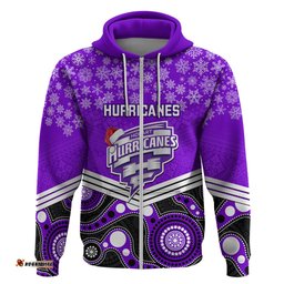custom hobart hurricanes cricket christmas hoodie merry xmas indigenous art
