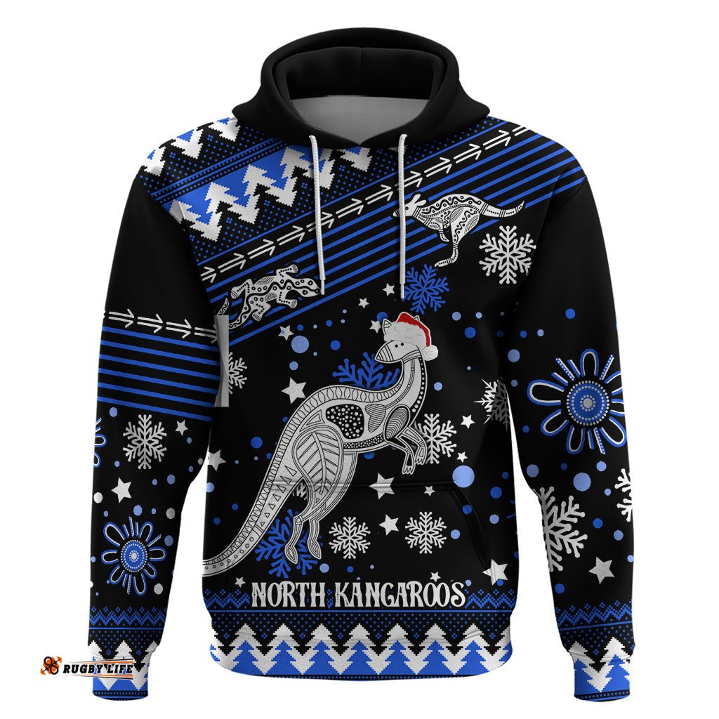 custom north kangaroos football hoodie roos christmas vibe