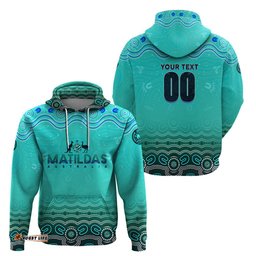 personalised australia matildas hoodie tillies aboriginal simple turquoise
