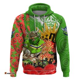 personalised mascot raiders anzac hoodie lest we forget