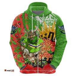 personalised mascot raiders anzac hoodie lest we forget