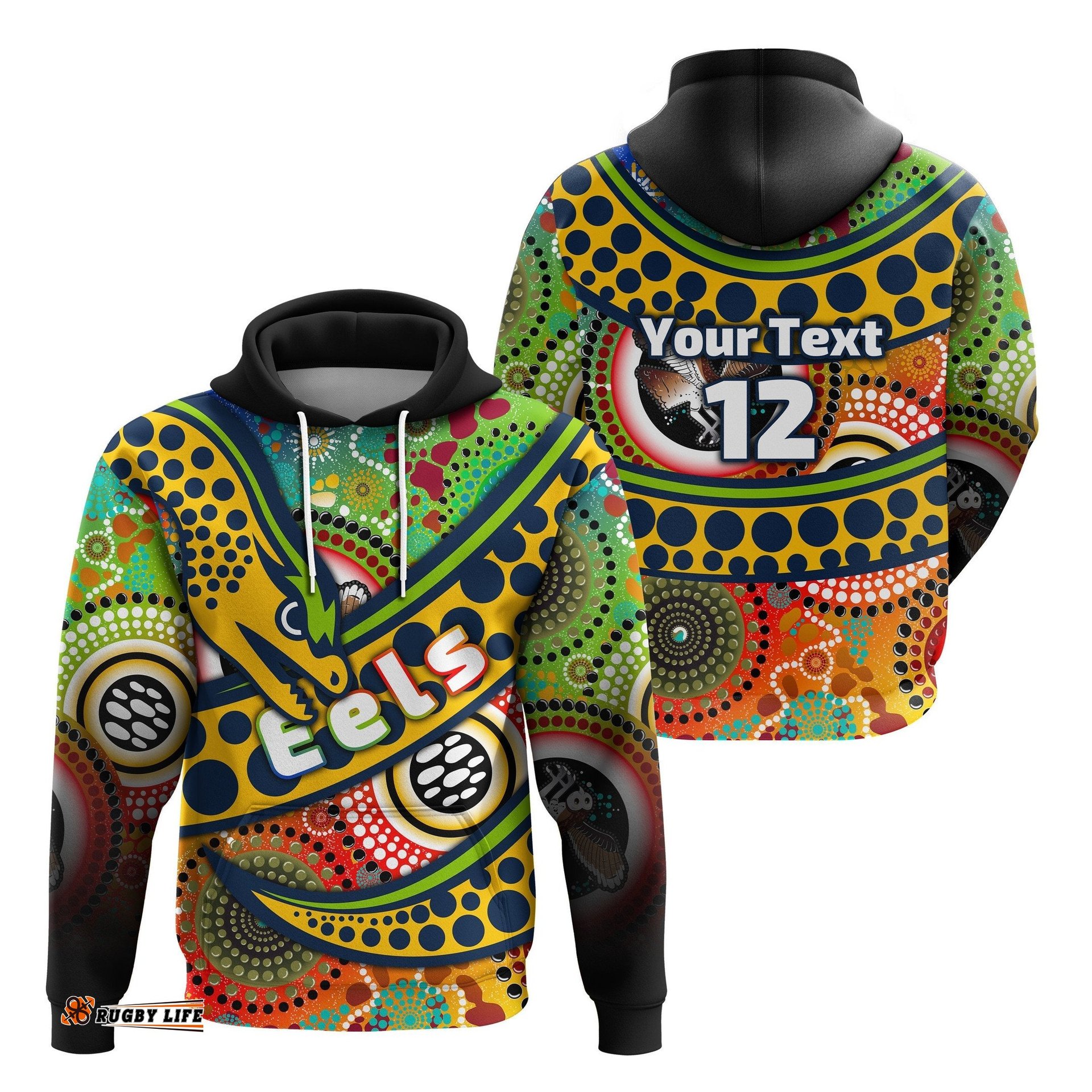custom personalised eels rugby naidoc week hoodie aboriginal full color 04