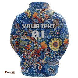 custom personalised parramatta zip hoodie eels indigenous naidoc vibes blue custom text and number
