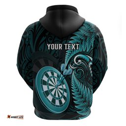 personalised new zealand darts hoodie happiness is a tight threesome maori turquoise