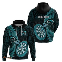 personalised new zealand darts hoodie happiness is a tight threesome maori turquoise