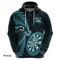 personalised new zealand darts hoodie happiness is a tight threesome maori turquoise