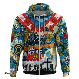 personalised titans anzac day hoodie aboriginal rising sun