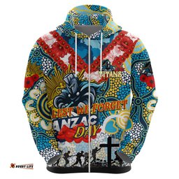 personalised titans anzac day hoodie aboriginal rising sun