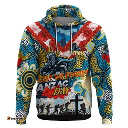 personalised titans anzac day hoodie aboriginal rising sun