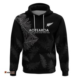 new zealand haka rugby hoodie 2024 pacific go black silver fern