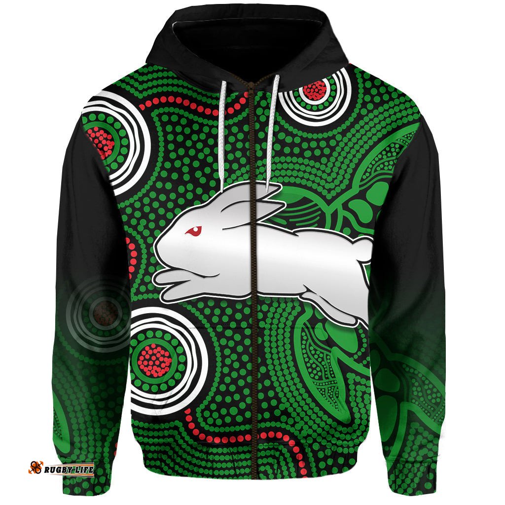 rabbitohs indigenous zip hoodie simple green