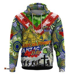 personalised eels anzac day hoodie aboriginal rising sun
