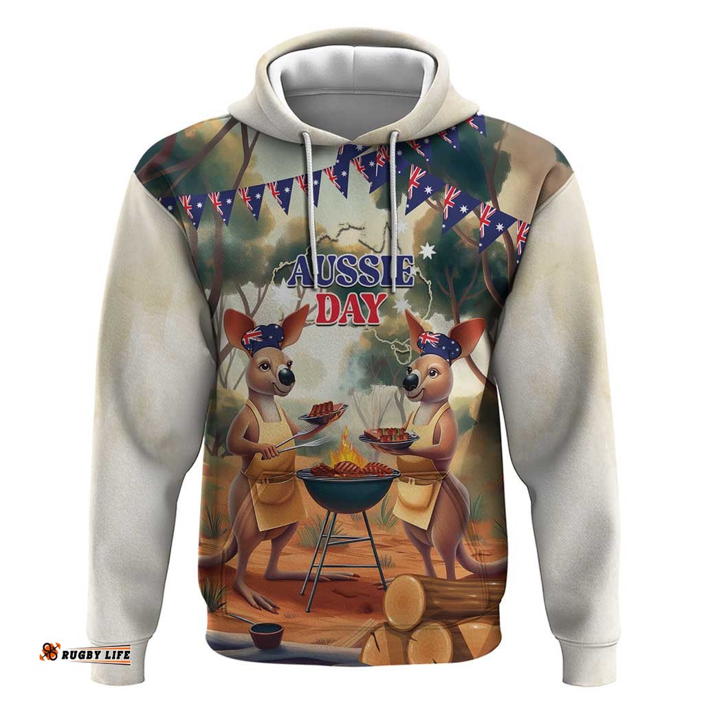 kangaroos australia day hoodie its barbecue time