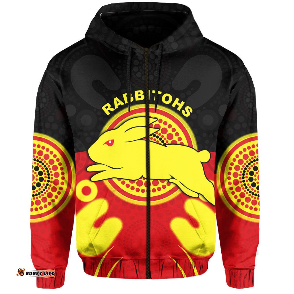 rabbitohs indigenous zip hoodie style aboriginal flag