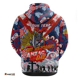 personalised knights anzac day hoodie aboriginal rising sun