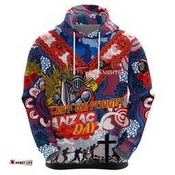 personalised knights anzac day hoodie aboriginal rising sun