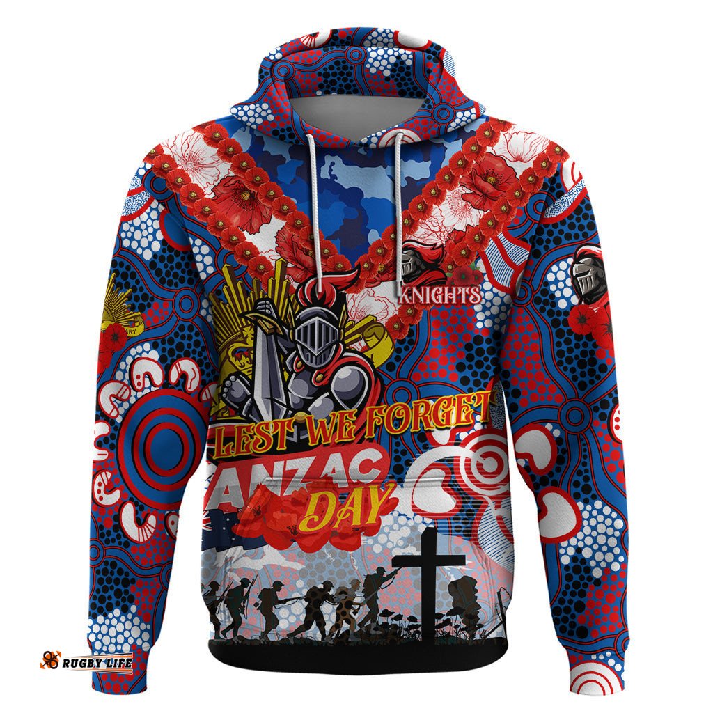 personalised knights anzac day hoodie aboriginal rising sun