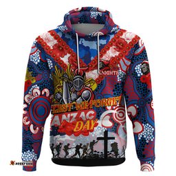 personalised knights anzac day hoodie aboriginal rising sun