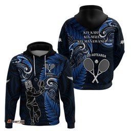 new zealand tiki tennis hoodie 2024 aotearoa tenehi maori silver fern blue