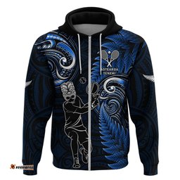 new zealand tiki tennis hoodie 2024 aotearoa tenehi maori silver fern blue