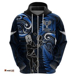 new zealand tiki tennis hoodie 2024 aotearoa tenehi maori silver fern blue