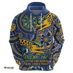 personalised eels naidoc week 2024 hoodie aboriginal fire burning sparks