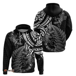 new zealand lizard hoodie silver fern aotearoa maori