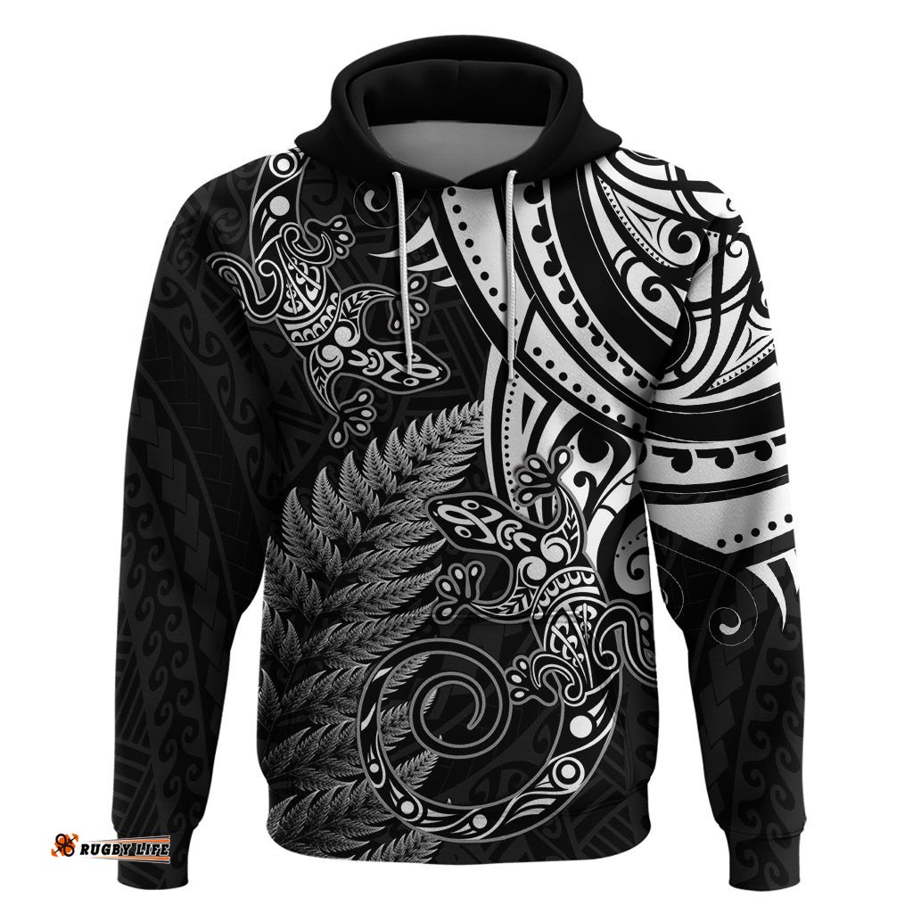 new zealand lizard hoodie silver fern aotearoa maori